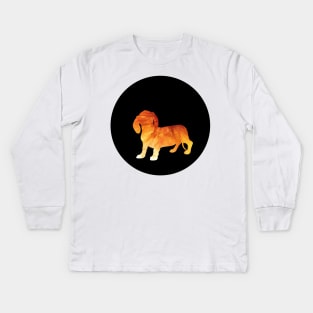 Dachshund - Fiery Orange Silhouette Kids Long Sleeve T-Shirt